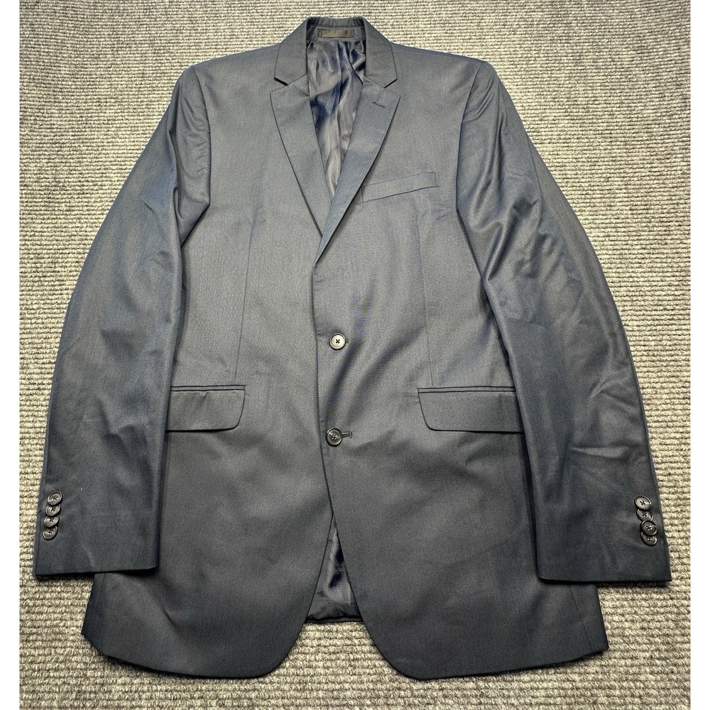 Kenneth Cole Reaction Blazer Mens 40L Blue Two Button Suit Jacket Long Business
